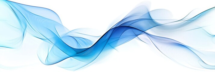 Fototapeta premium Abstract Blue Waves Flowing on a White Background, Evoking Serenity and Dynamic Motion in Design.