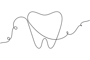 Human dental icon teeth continuous one line drawing minimalist smile healthy vector illustration  