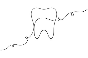 Human dental icon teeth continuous one line drawing minimalist smile healthy vector illustration  