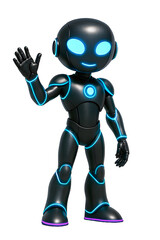 Friendly Futuristic Robot with Glowing Blue Accents and Smiling Face
