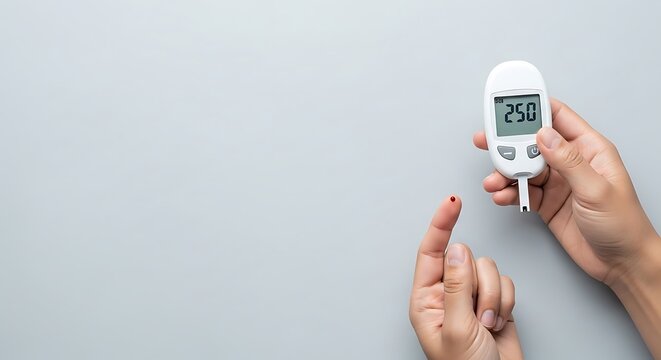 Elevated Blood Sugar: Glucose Meter Reading 250 with Finger Prick