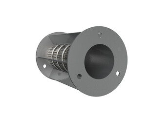 Essential Robust Industrial Fluid Filter for Process Engineering – Durable Metallic Perforated Strainer Component with Flanges on Transparent Background for Heavy Industry Water Purification Systems