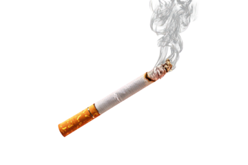 Burning Cigarette with Smoke on Black Background