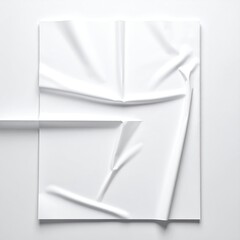 White, crumpled paper-like surface, abstract, sculptural
