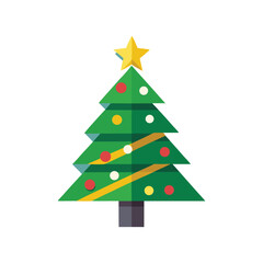 Christmas Tree Icon Vector Illustration – Festive Holiday Decoration