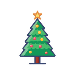 Christmas Tree Icon Vector Illustration – Festive Holiday Decoration