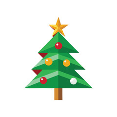 Christmas Tree Icon Vector Illustration – Festive Holiday Decoration