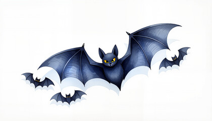 Cartoon bat flying with wings spread against a white background for Thanksgiving  