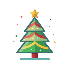 Christmas Tree Icon Vector Illustration – Festive Holiday Decoration