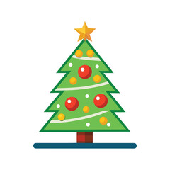 Christmas Tree Icon Vector Illustration – Festive Holiday Decoration