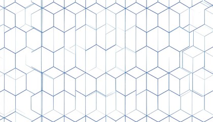 Abstract pattern of light blue interconnected cubes on white background