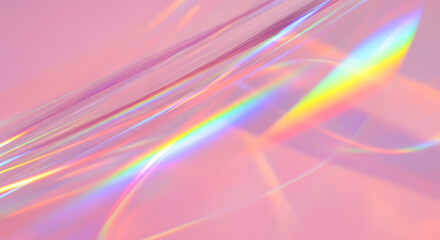 Abstract image of rainbow light and pink film surface
