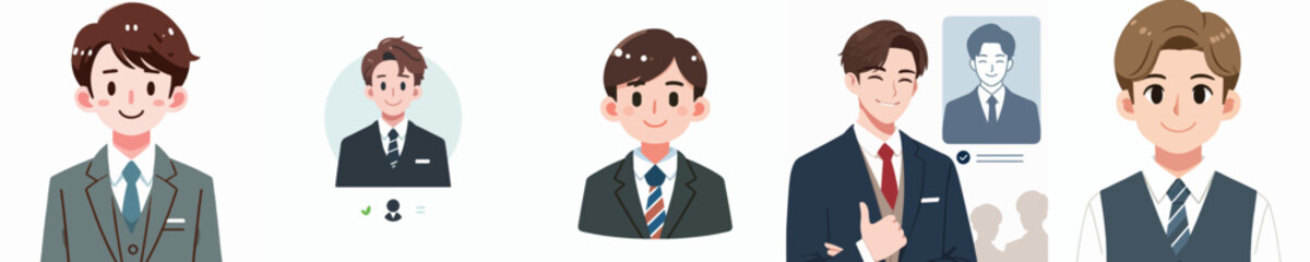 set of young businessman and manager with office suit