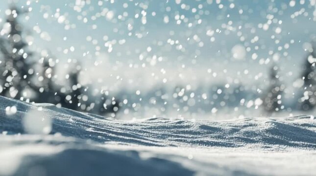 Peaceful Winter Nature Background with Snow
