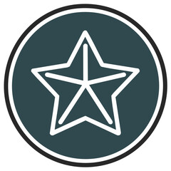 Obraz premium Simple five point star icon with line art style in a dark circular frame vector illustration