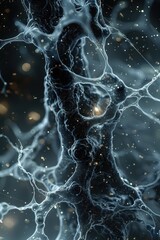 Abstract Neuron Structure with Glowing Particle Energy Flow