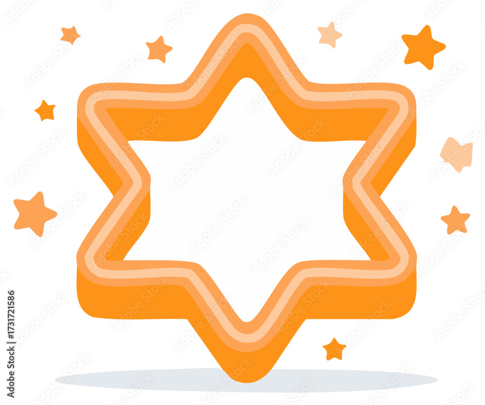 Wall mural vibrant six-pointed star graphic design with dimensional layers and sparkling elements