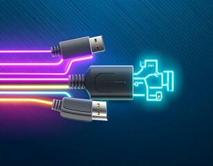 Colorful USB cables connected to a circuit board