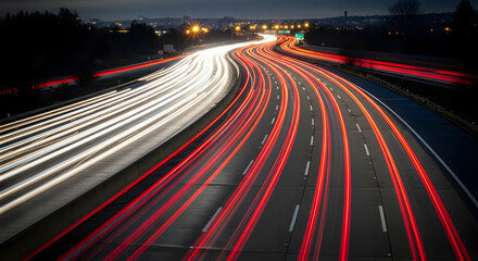 Artistic Night Photography of Highway Light Trails Symbolizing Memory