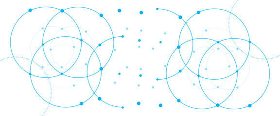 Vector graphic design element with with overlapping circles, dots and dashed circles science and connection concept © aLo