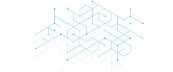 Vector abstract minimal geometrical futuristic tech geometric blue triangles lines and dots background