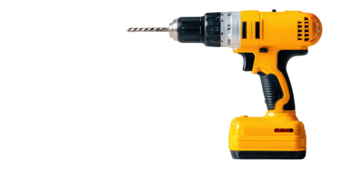 Yellow Electric Drill Against Black Background