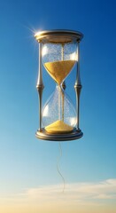 Hourglass Floating In The Sky Symbolizing The Passage Of Time.