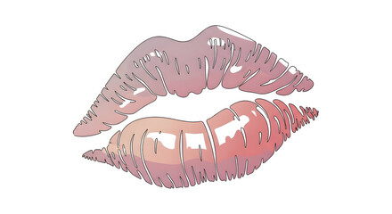 Lips Art Drawing with Glossy Effect in Pink and White