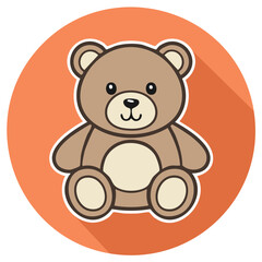 Obraz premium Cute cartoon teddy bear illustration with flat design style and long shadow effect