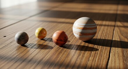 solar system models with dramatic sunlight