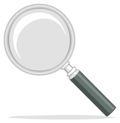 Cartoon magnifying glass vector illustration, search and explore concept