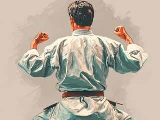 Martial arts master, powerful pose