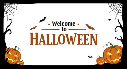 Welcome to halloween holiday celebration with spooky pumpkins and bats