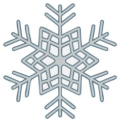 Stylized Snowflake Illustration With Geometric Pattern and Gray Outline