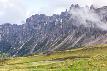 Italian Dolomite Alps, Dolomites mountains in Italy, high peaks panorama in autumn