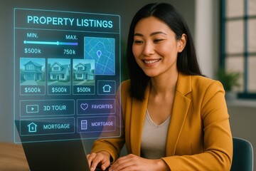 Real estate virtual tour experience online property listings digital showcase modern workspace user-friendly interface innovative technology