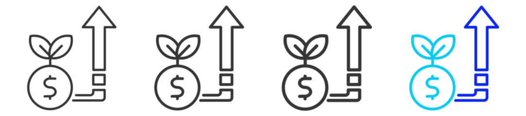 Startup Capital Icon Set Collection in Creative Outline Style for Business Featuring Multiple Thickness Variations Perfect for Franchise Legal Documents Permits and Compliance