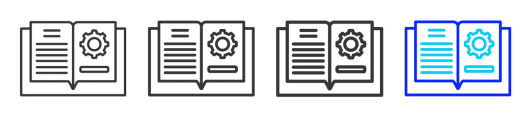 Operational Manual Icon Set Collection in Creative Outline Style for Business Featuring Multiple Thickness Variations Perfect for Franchise Legal Documents Permits and Compliance