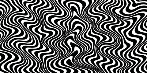 Abstract seamless vector pattern with geometric floral line illustration and wave textile print