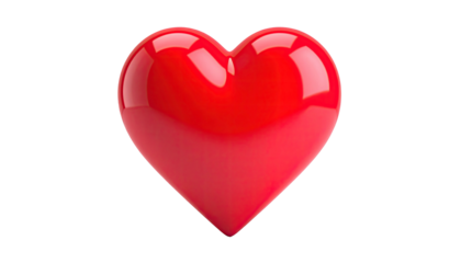 A glossy red heart floats against a black background. It reflects light