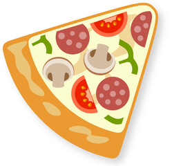 Slice of Pizza with Toppings Illustration