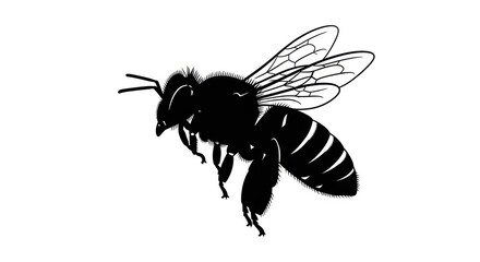 Iconic Honeybee Silhouette Representing Pollination and Nature