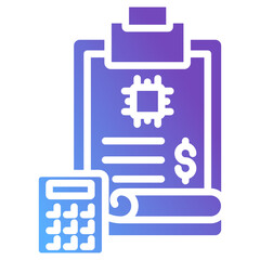 AI Finance Glyph Gradient Icon with Calculator