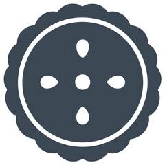 Stylized pie graphic illustration, dessert treat icon with scalloped crust and filling vents