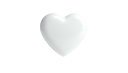 Fototapeta premium A glossy, white heart floats against a stark black background, casting subtle shadows