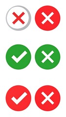 Obraz premium Four pairs of contrasting check and cross symbols in circles