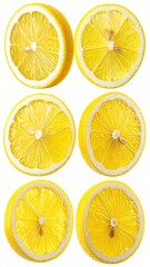 Obraz premium Group of Yellow Lemon Halves with Textured Surface and White Background Isolated Composition for Product Photography, Citrus Fruit Slice Close-Up View