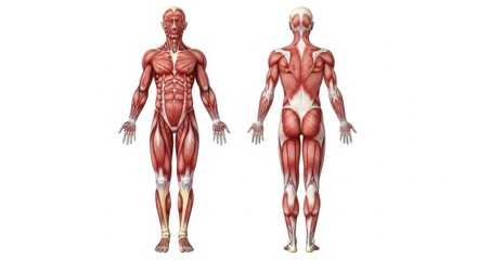 Detailed Precise Anatomy Illustration of the Human Muscular System