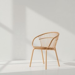 Modern Rattan Chair in Minimalist Setting Stylish Furniture for Interior Design