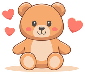 Fototapeta premium Illustration of a Plush Bear with Hearts for Valentine's Day or Nursery Decor